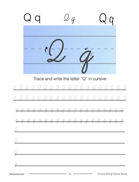 how to write a cursive q capital